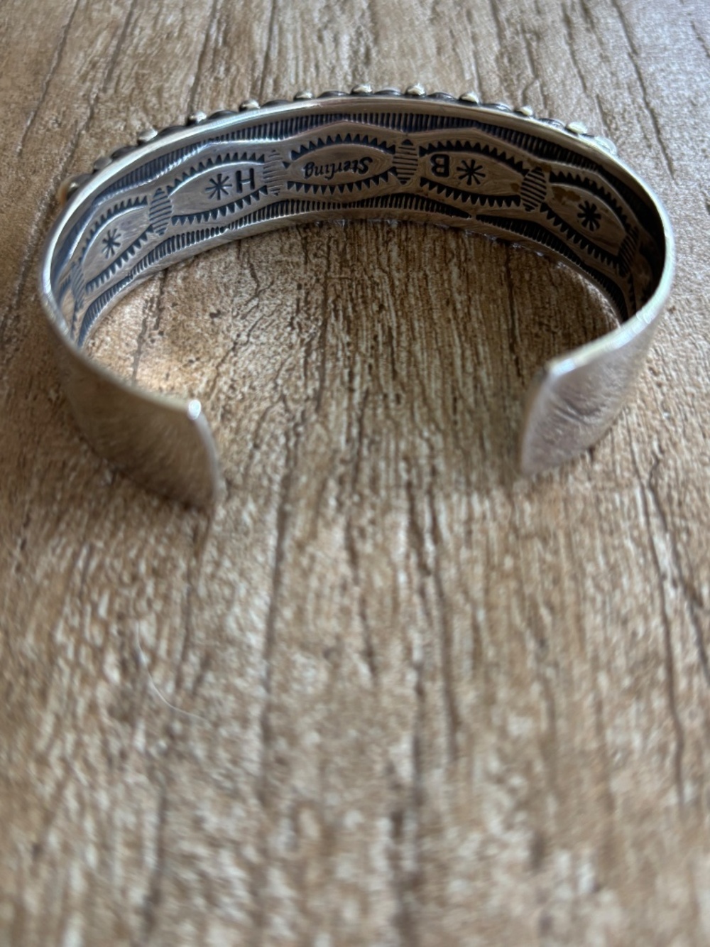 Mother of Pearl Navajo 3 Row Penny Dot Sterling Silver Cuff Bracelet - Picture 3 of 8
